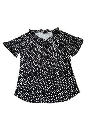 Studio 1886 Tie Neck Ruffle Detail Polka Dot Blouse - Size: Small